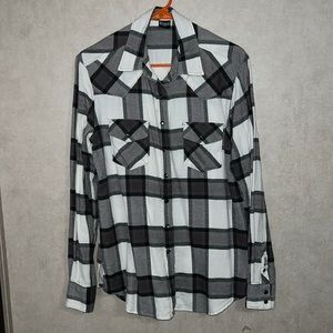 ❤️ Cruel Denim Green and White Plaid Flannel Medium
